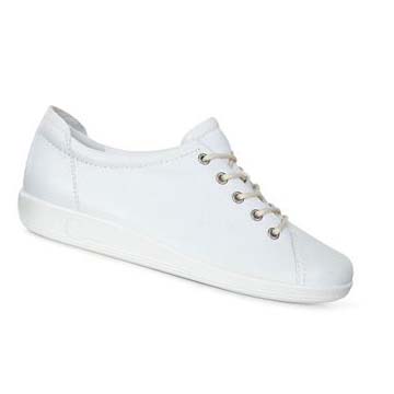 Women's Ecco Soft 2.0 Tie Casual Shoes White | Canada 66NWY